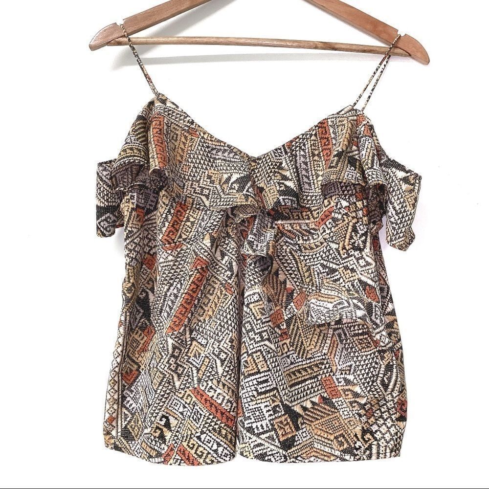 lucky Brand Cold Shoulder Aztec Printed Top